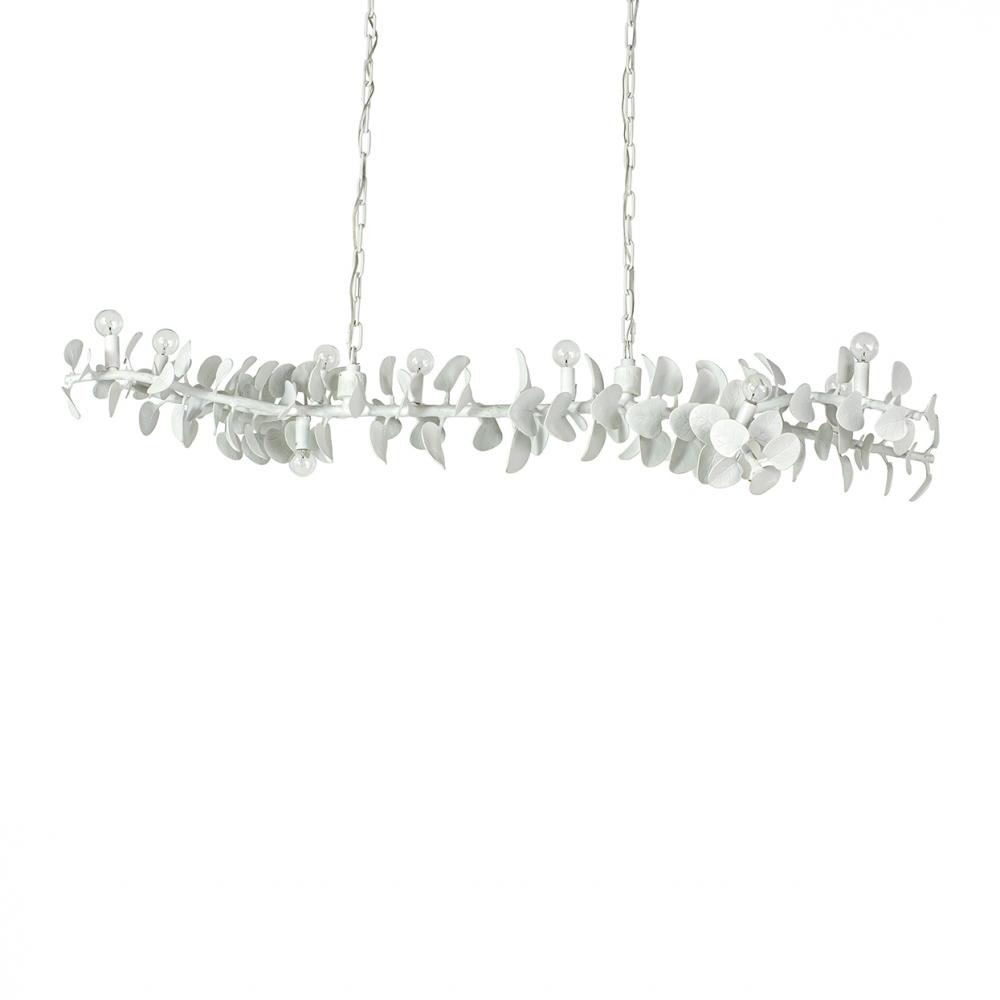 Eucalyptus Leaf Brass Chandelier White