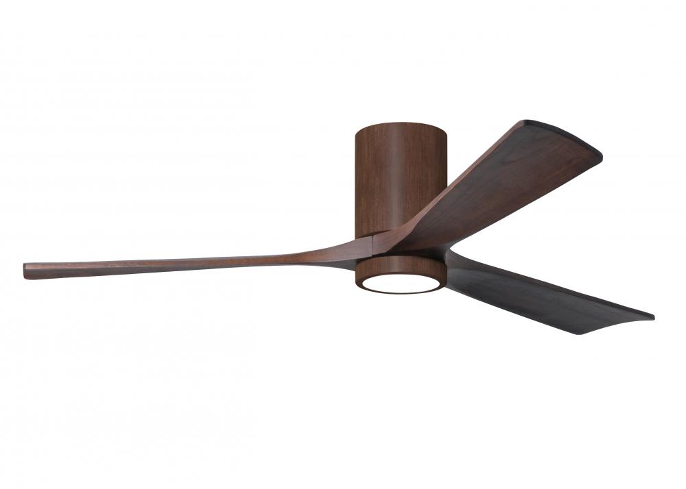Irene-3HLK three-blade flush mount paddle fan in Walnut finish with 60” solid walnut tone blades