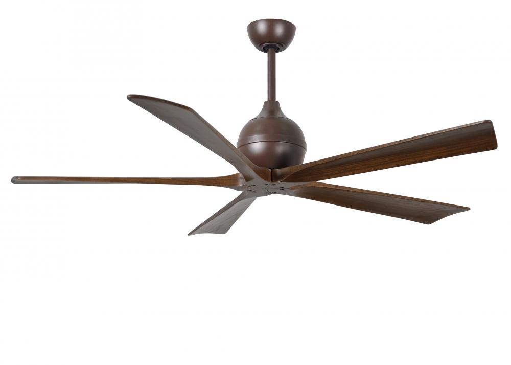 Irene-5 five-blade paddle fan in Textured Bronze finish with 60&#34; solid walnut tone blades.