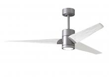 Matthews Fan Company SJ-BN-MWH-60 - Super Janet three-blade ceiling fan in Brushed Nickel finish with 60” solid matte white wood bla