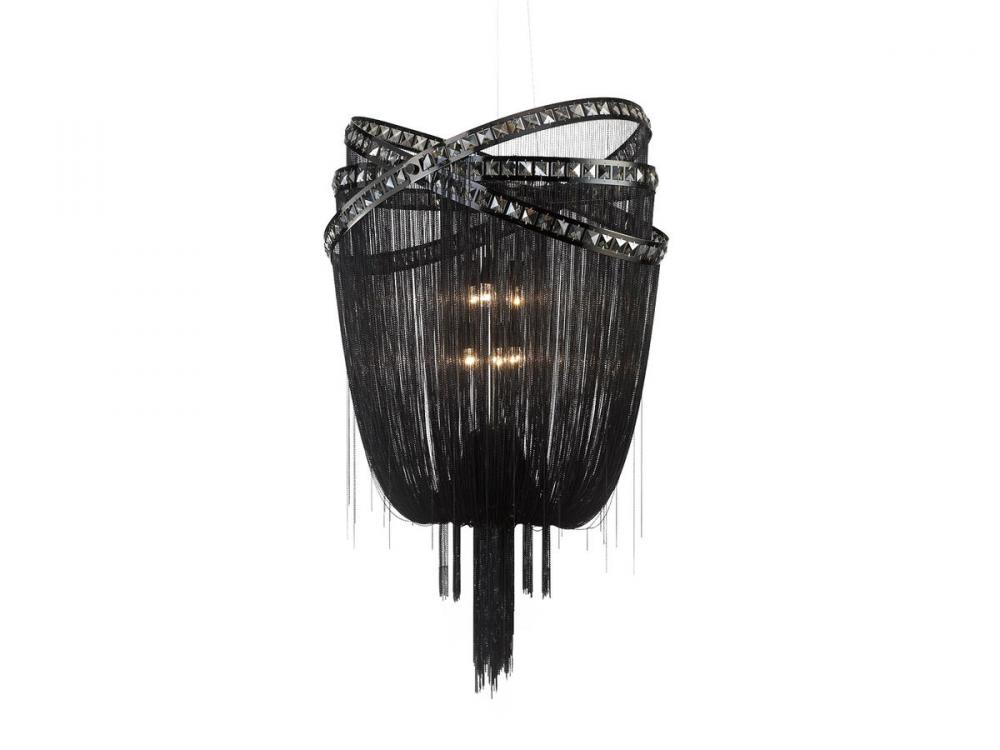 Wilshire Blvd. Collection Black Steel Chain Foyer Hanging Fixture