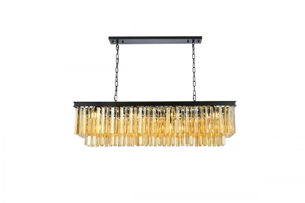 Sydney 12 Light Matte Black Chandelier Golden Teak (Smoky) Royal Cut Crystal