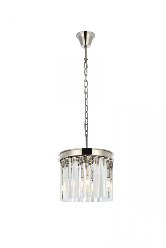 Sydney 3 light polished nickel Pendant Clear Royal Cut Crystal