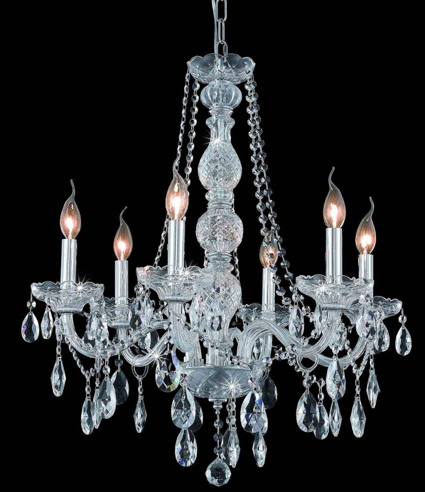 Verona 6 Light Chrome Chandelier Clear Royal Cut Crystal