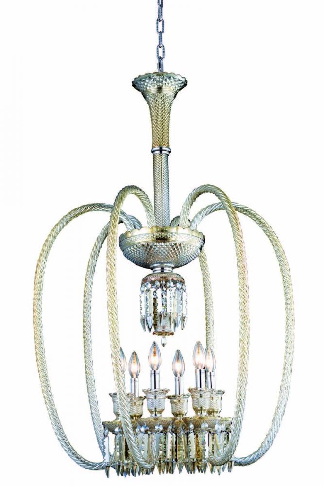 Majestic 6 Light Golden Teak Chandelier Golden Teak (Smoky) Elegant Cut Crystal