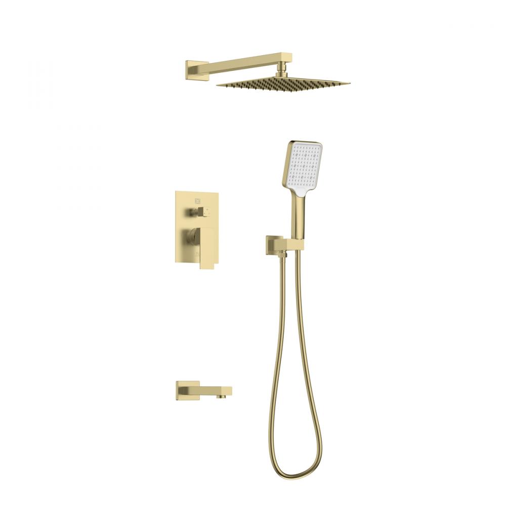 Petar Complete Shower and Tub Faucet with Rough-in Valve in Brushed Gold