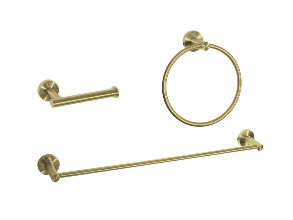 Alma 3-piece Bathroom Hardware Set in Brushed Gold