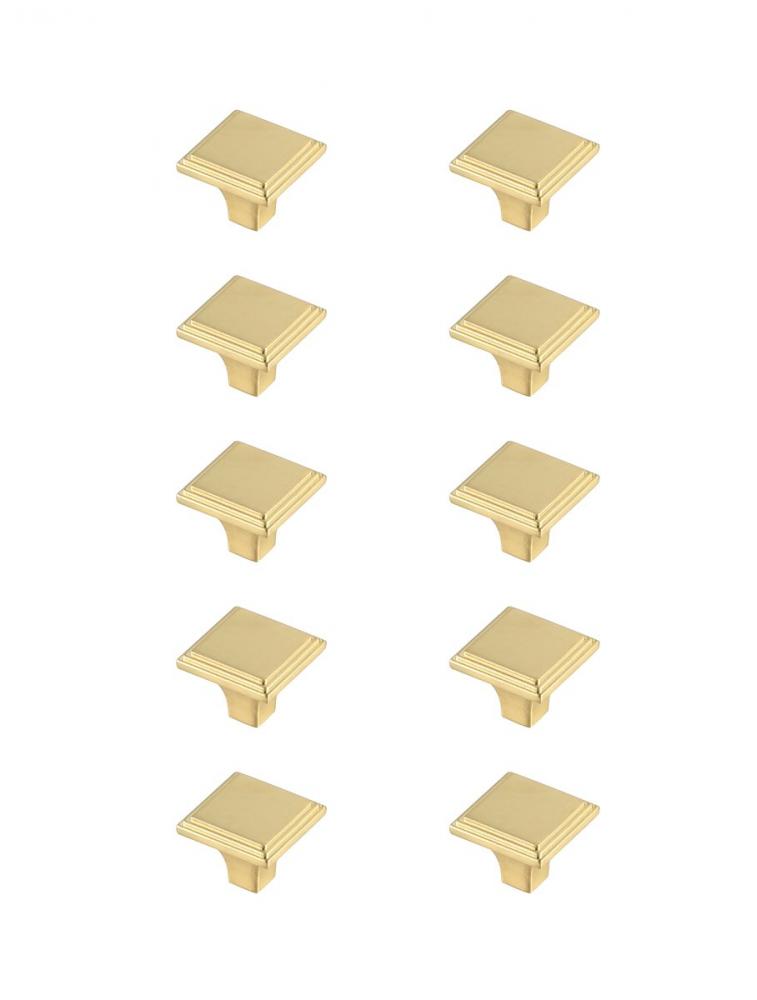 Wilow 1&#34; Brushed Gold Square Knob Multipack (Set of 10)