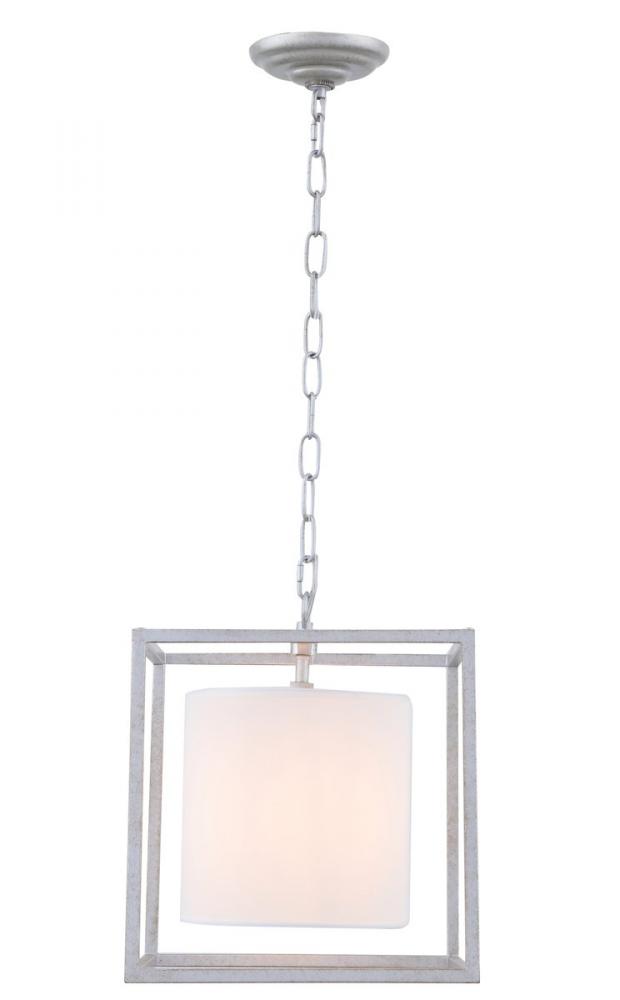 Mirin 1 light Vintage Silver and White shade pendant