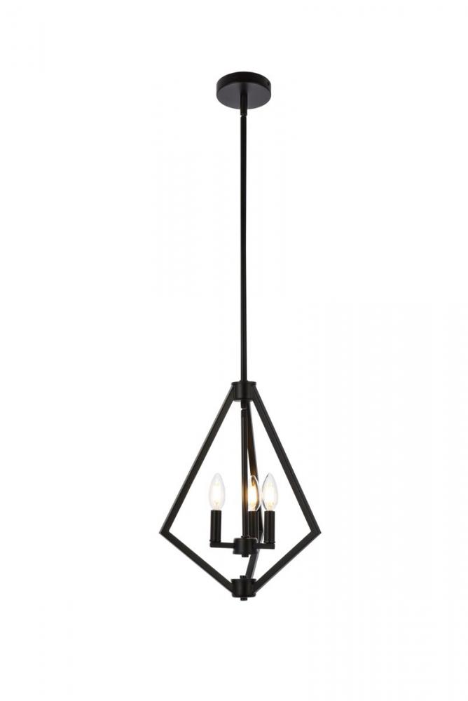 Irina 3 lights pendant in black