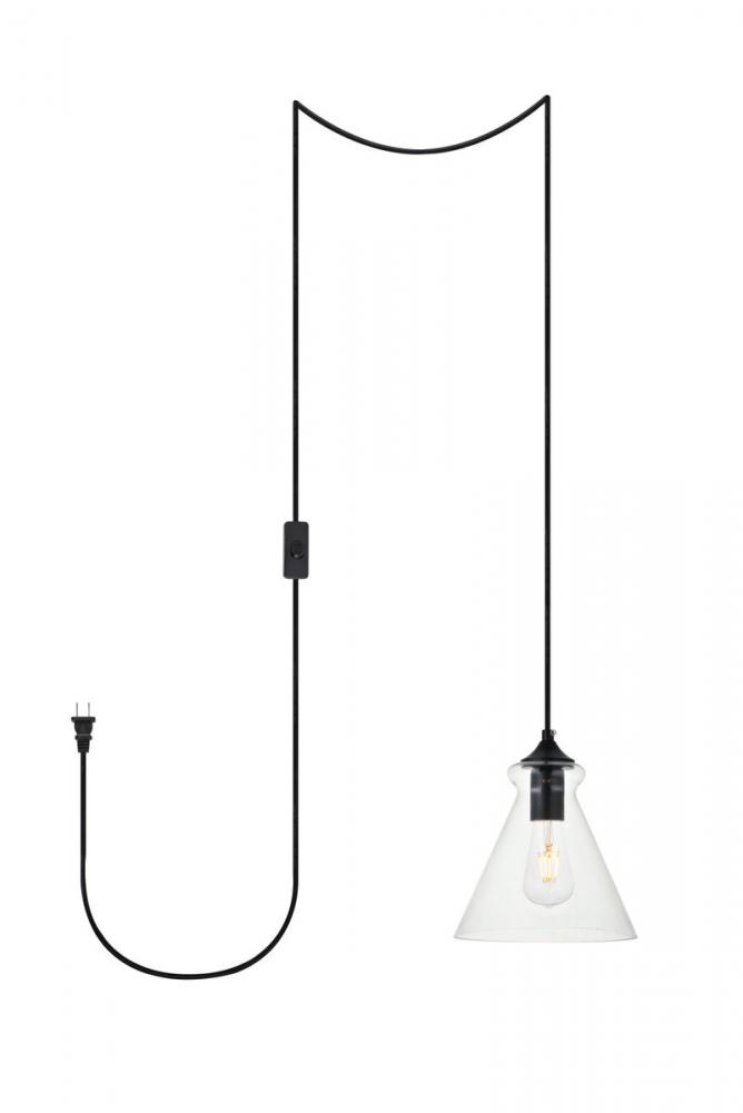 Destry 1 Light Black Plug-in Pendant with Clear Glass