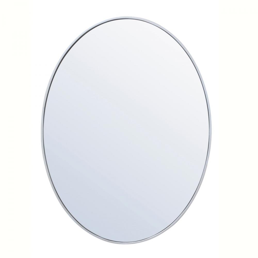 Metal frame oval mirror 40 inch in silver