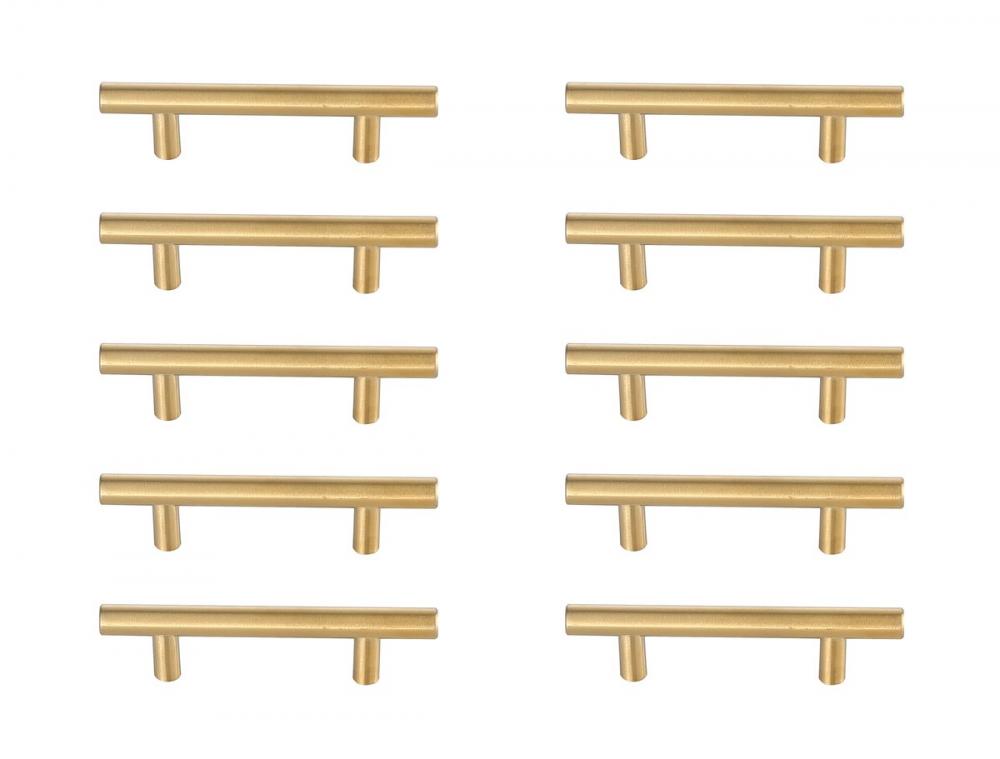 Quinn 3&#34; Center to Center Brass Bar Pull Multipack (Set of 10)