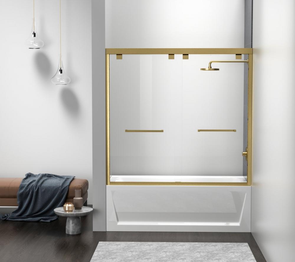 Semi-frameless Tub Door 60x60 Brushed Gold