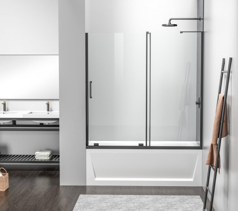 Frameless Tub Door 60x60 Matte Black