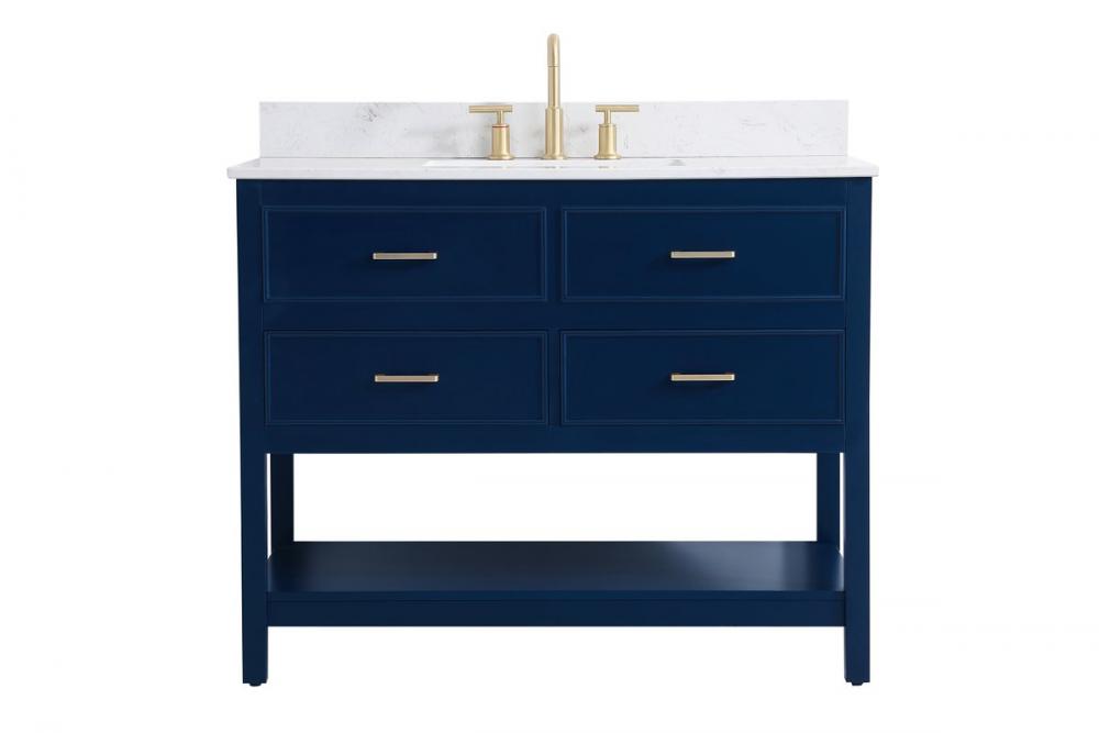 42 inch Single bathroom vanity in blue with backsplash