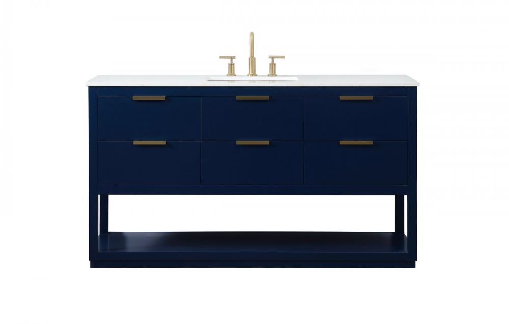 60 Inch Single Bathroom Vanity in Blue