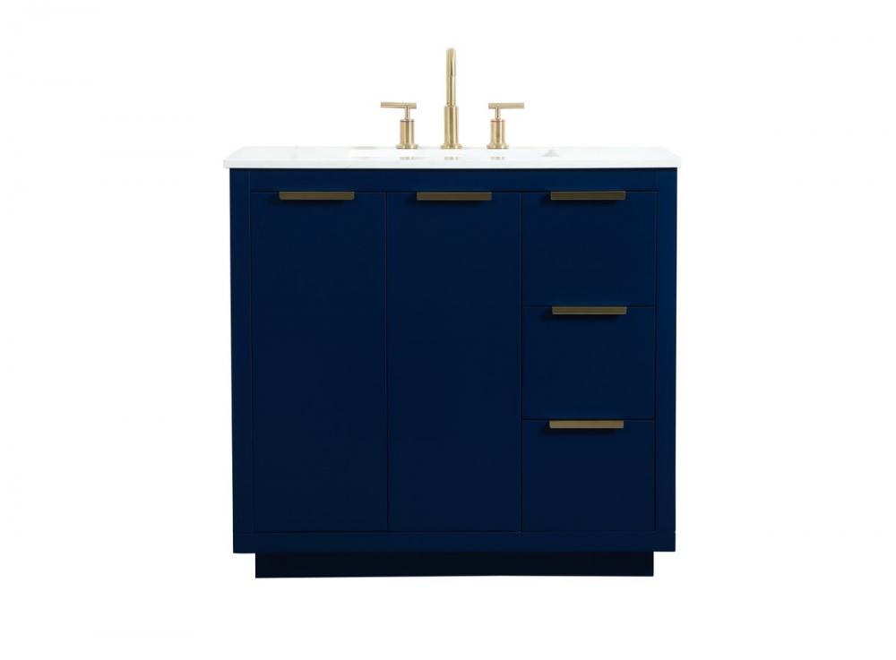 36 inch Single bathroom vanity in blue