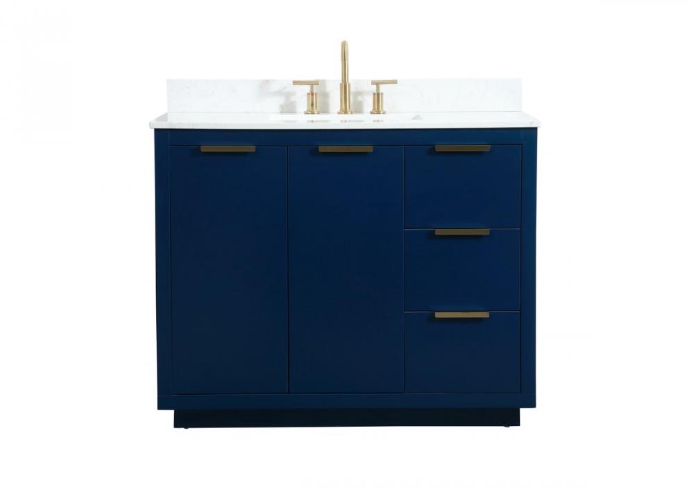 42 inch Single bathroom vanity in blue with backsplash