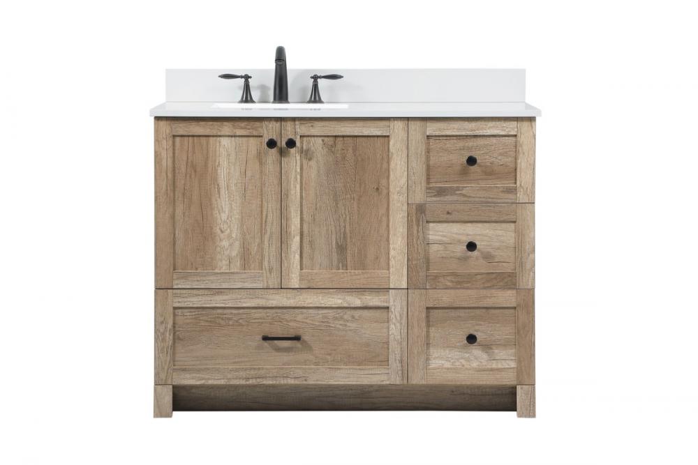 42 Inch Single Bathroom Vanity in Natural Oak with Backsplash