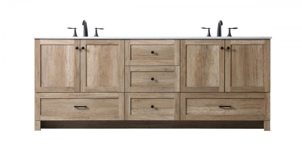 84 Inch Double Bathroom Vanity in Natural Oak