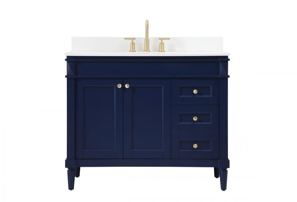 42 inch Single bathroom vanity in blue with backsplash