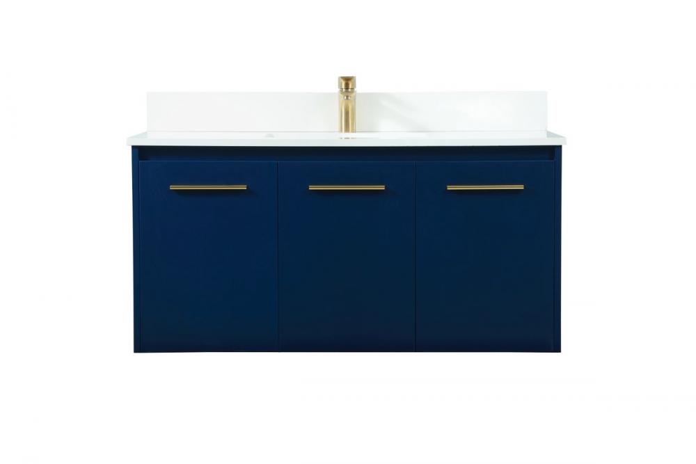 40 Inch Single Bathroom Vanity in Blue with Backsplash