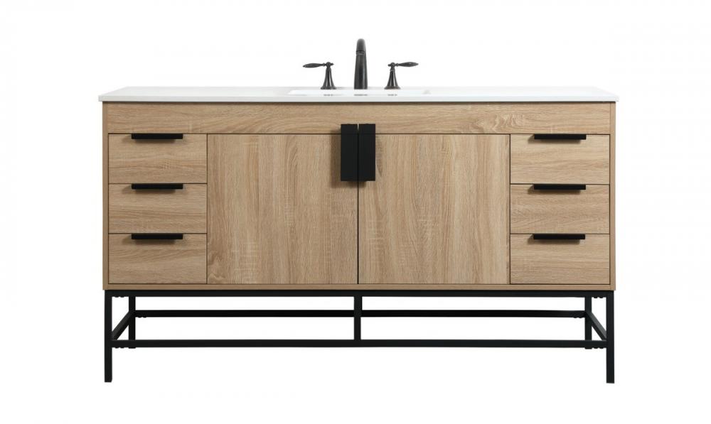 60 inch Single bathroom vanity in mango wood