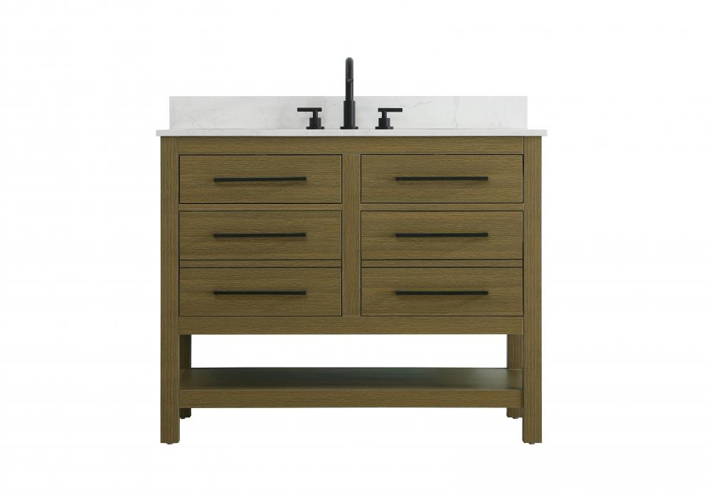 42 inch Single Bathroom Vanity in Chestnut Brown with backsplash