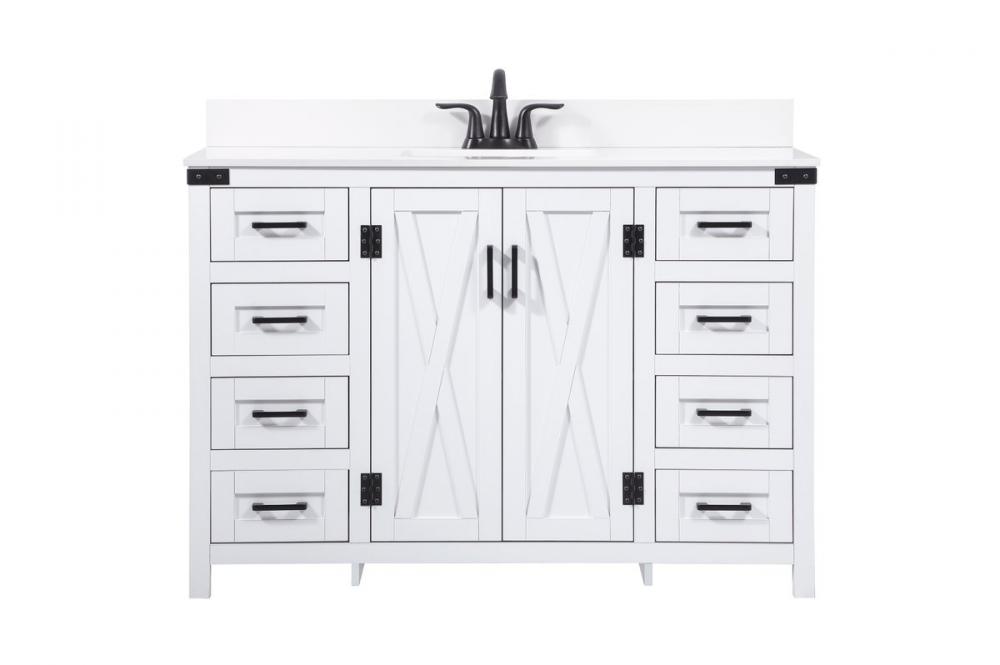 48 Inch Single Bathroom Vanity in White with Backsplash