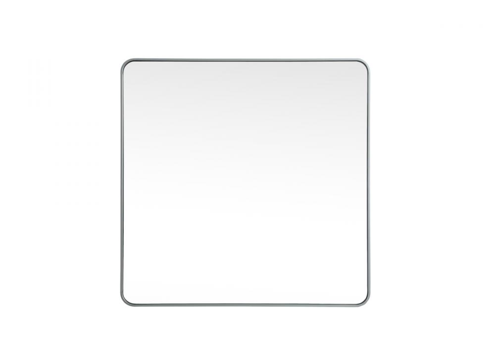 Soft corner metal square mirror 42x42 inch in Silver