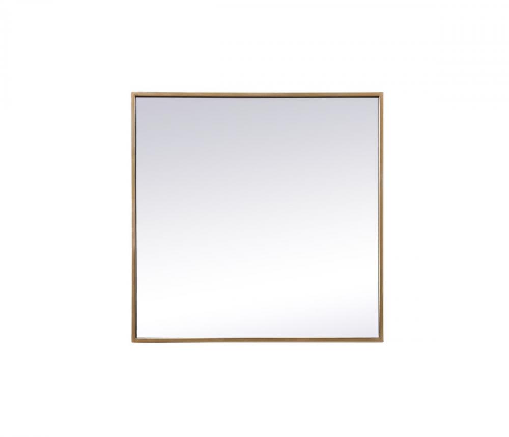 Metal Frame Square Mirror 24 Inch in Brass
