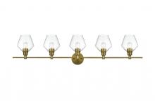 Elegant LD2324SG - Gene 5 Light Satin Gold and Clear Glass Wall Sconce