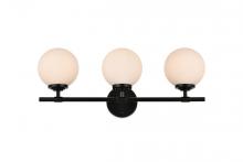 Elegant LD7301W24BLK - Ansley 3 Light Black and Frosted White Bath Sconce