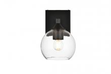Elegant LD7308W6BLK - Foster 1 Light Black and Clear Bath Sconce