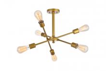 Elegant LD8003D17BR - Axel 6 Lights Brass Flush Mount