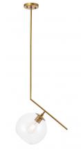 Elegant LD8037D10BR - Ryland 1 Light Brass and Clear Glass Pendant