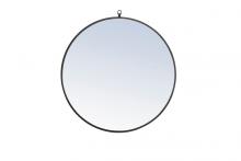 Elegant MR4057BK - Metal Frame Round Mirror with Decorative Hook 32 Inch Black Finish