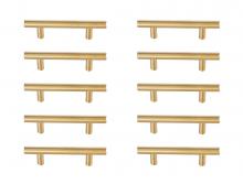 Elegant PL400-3-BR-10PK - Quinn 3" Center to Center Brass Bar Pull Multipack (Set of 10)