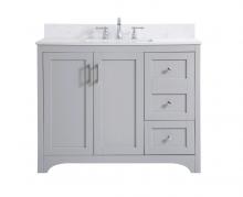 Elegant VF17042GR-BS - 42 Inch Single Bathroom Vanity in Grey with Backsplash