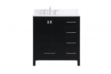 Elegant VF18832BK-BS - 32 Inch Single Bathroom Vanity in Black with Backsplash