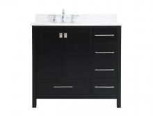 Elegant VF18836BK-BS - 36 Inch Single Bathroom Vanity in Black with Backsplash