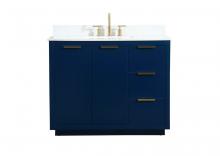 Elegant VF19442BL-BS - 42 Inch Single Bathroom Vanity in Blue with Backsplash