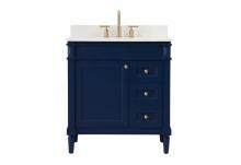 Elegant VF31832BL-BS - 32 Inch Single Bathroom Vanity in Blue with Backsplash