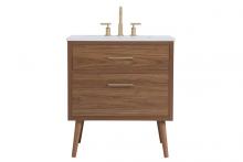 Elegant VF41030WB - 30 Inch Bathroom Vanity in Walnut Brown