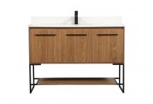 Elegant VF42548WB-BS - 48 Inch Single Bathroom Vanity in Walnut Brown with Backsplash