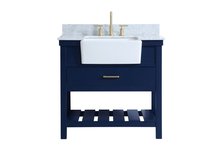 Elegant VF60136BL-BS - 36 Inch Single Bathroom Vanity in Blue with Backsplash