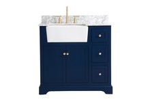 Elegant VF60236BL-BS - 36 Inch Single Bathroom Vanity in Blue with Backsplash