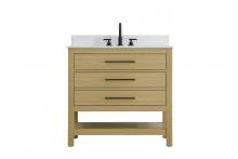 Elegant VF60536MHB-BS - 36  inch Single Bathroom Vanity in Honey Brown with backsplash