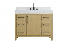 Elegant VF60642MHB-BS - 42 inch Single Bathroom Vanity In Honey Brown with backsplash